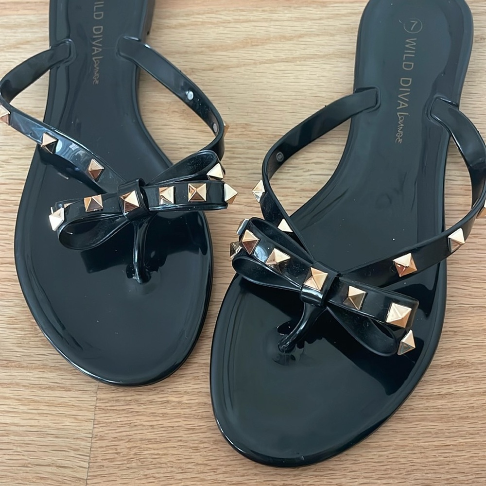 Studded Bow Jelly Sandal. New Without Tags. Never Worn.